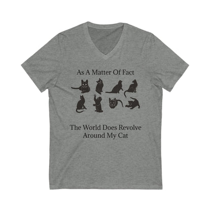 Matter Of Fact Cat Unisex Short Sleeve V-Neck Tee