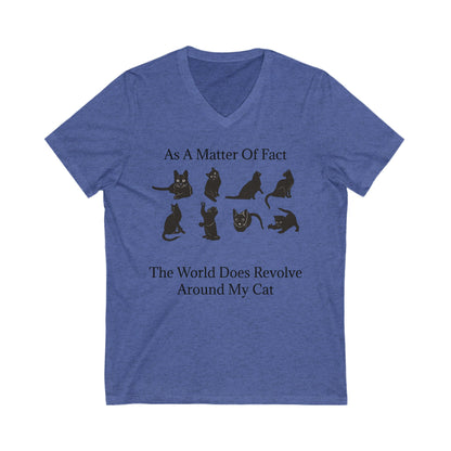 Matter Of Fact Cat Unisex Short Sleeve V-Neck Tee
