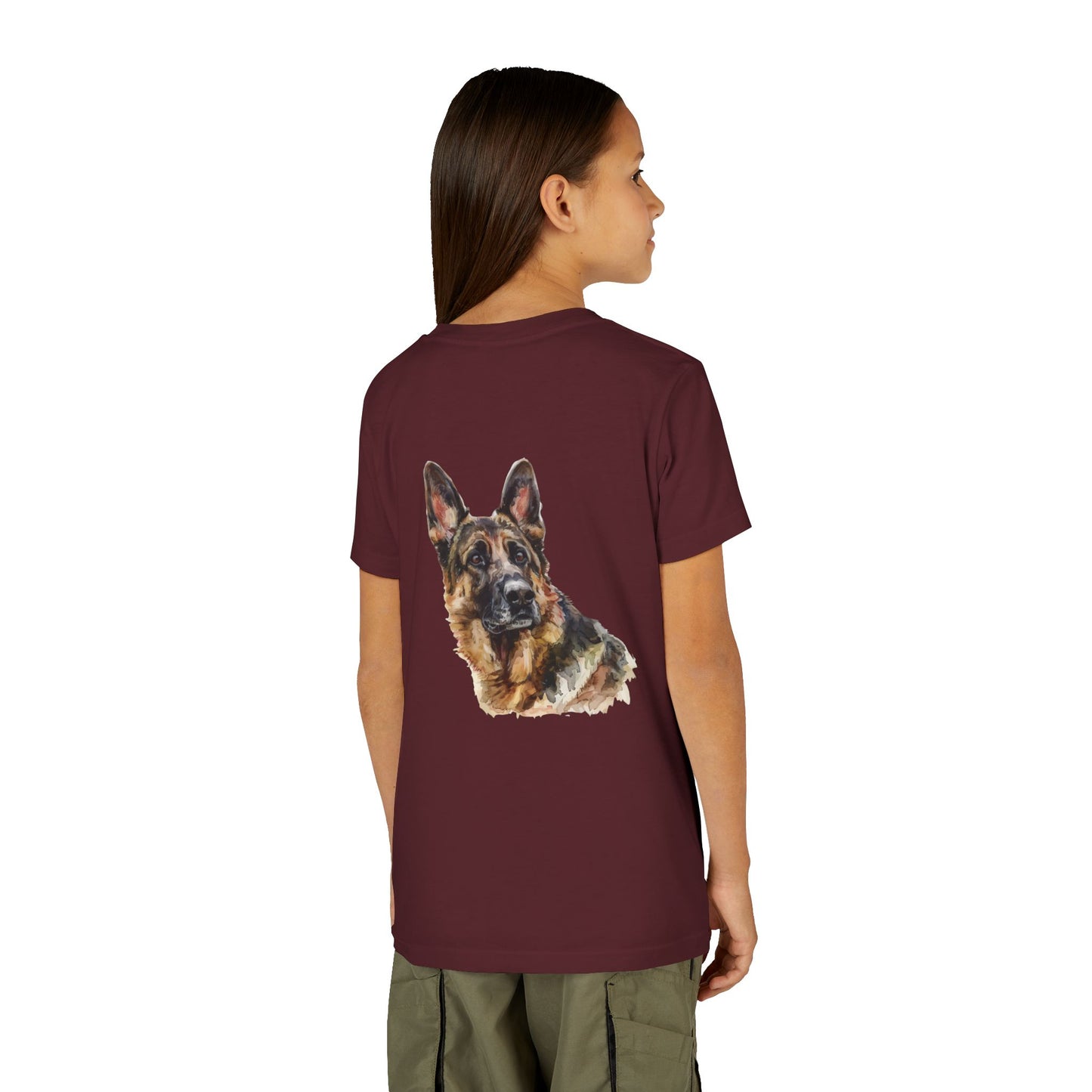 German Shepherd Head Youth Unisex Short Sleeve Crewneck Tee