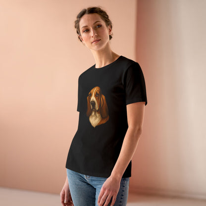 Basset Hound Head Women's Short Sleeve Crewneck Tee