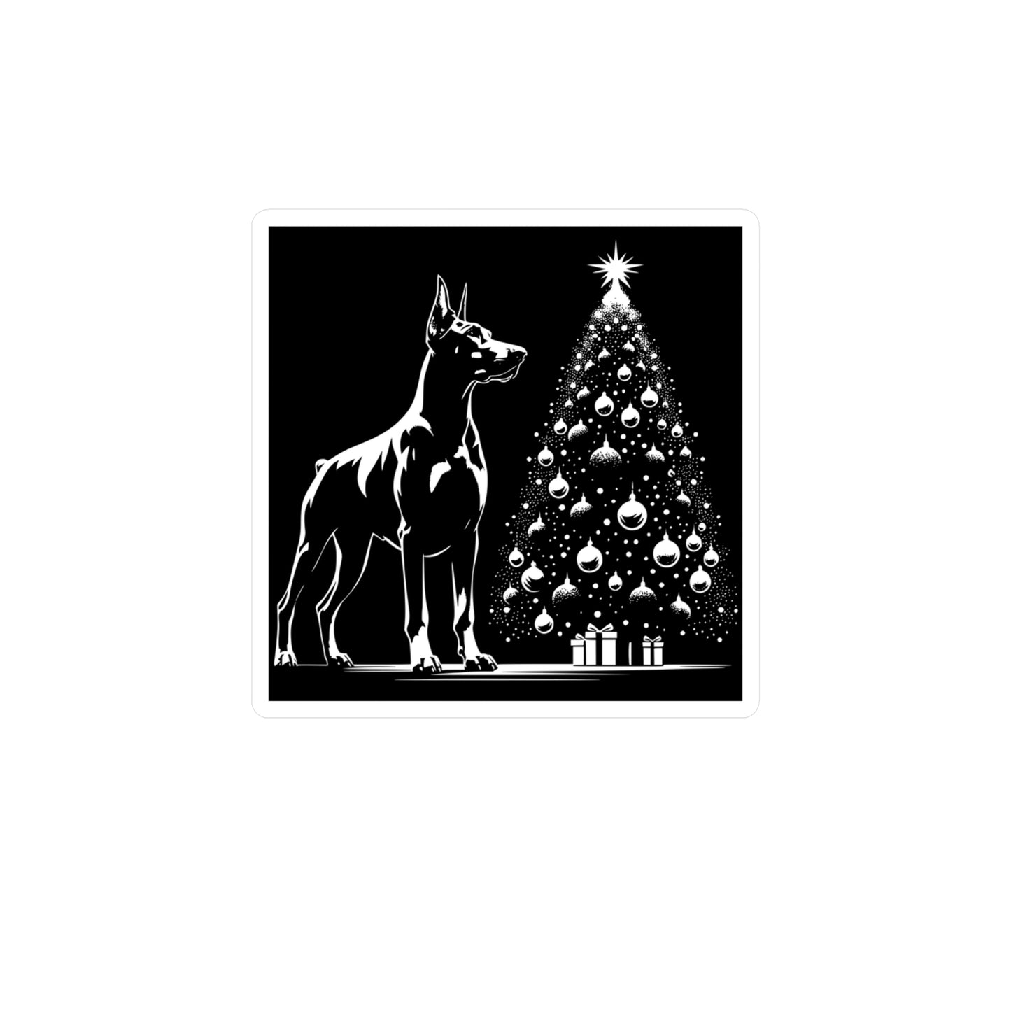 Doberman Christmas Tree Vinyl Decal