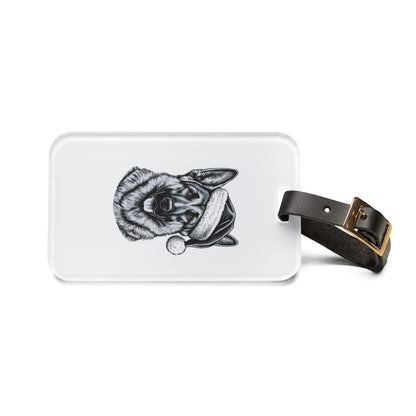 Santa Paws German Shepherd Leather Strap Luggage Tag