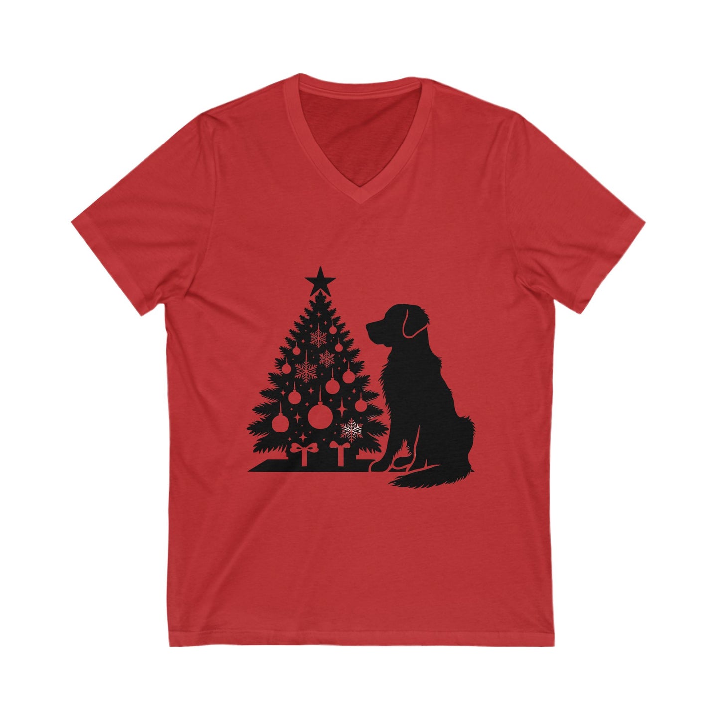 Golden Christmas Tree Unisex Short Sleeve V-Neck Tee