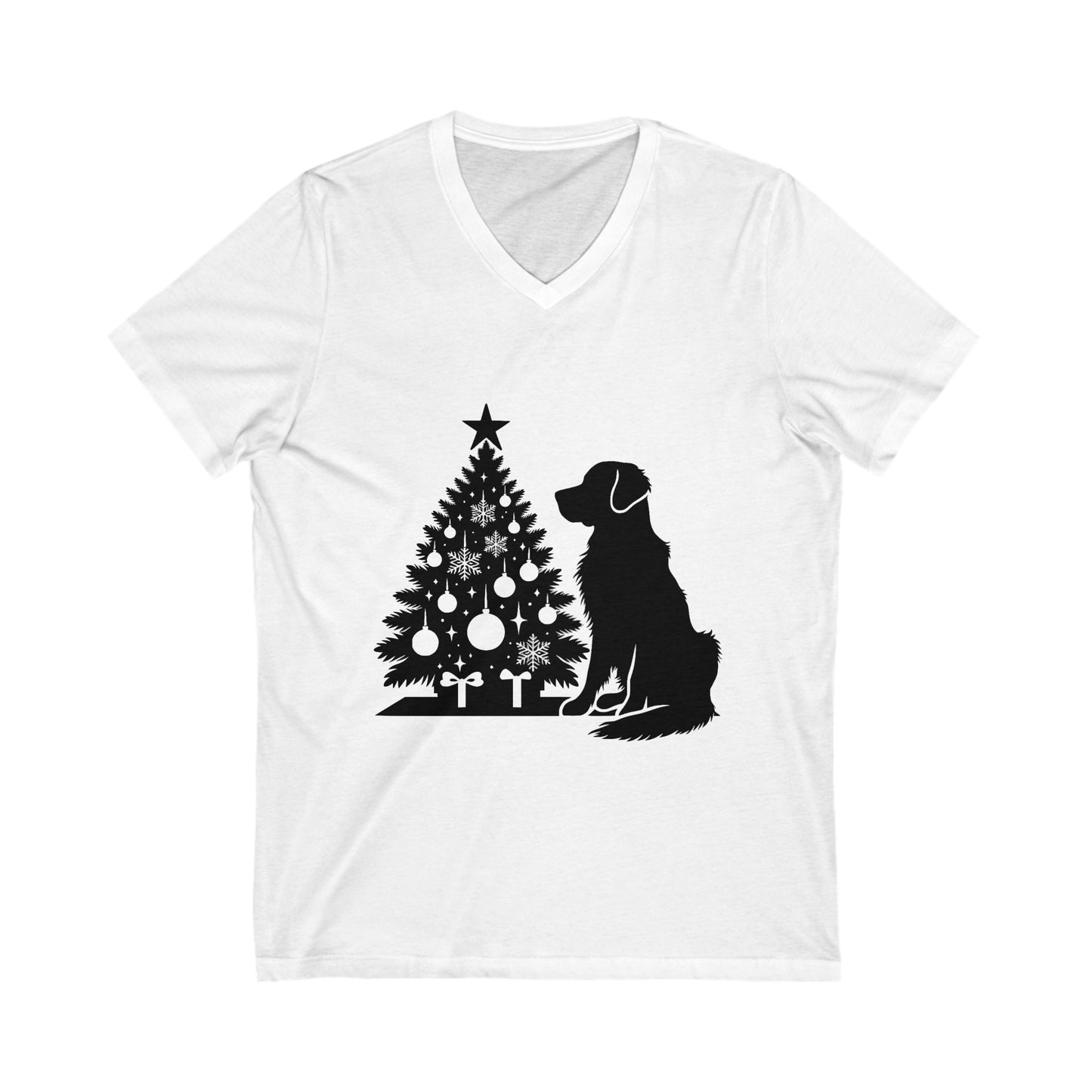 Golden Christmas Tree Unisex Short Sleeve V-Neck Tee