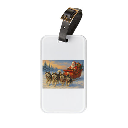 Dashing Through The Snow Leather Strap Luggage Tag