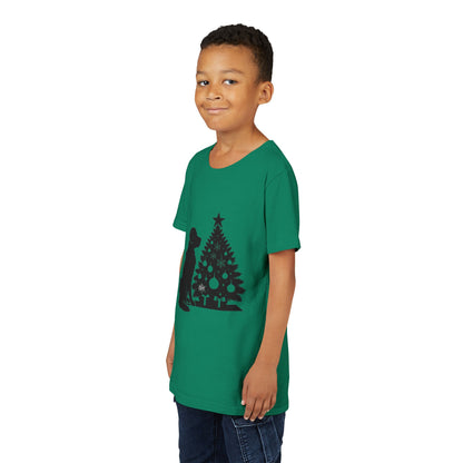 Golden Christmas Tree Youth Unisex Short Sleeve Crewneck Tee