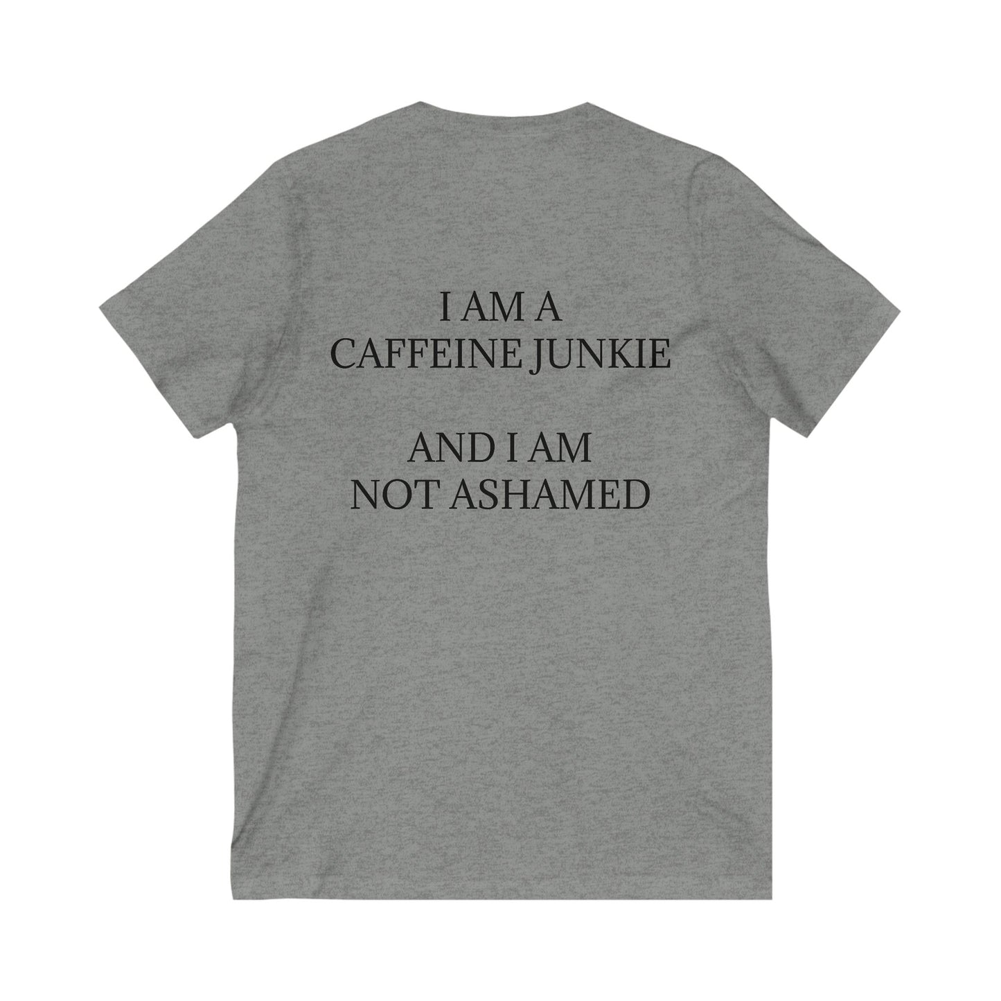 Caffeine Junkie Unisex Short Sleeve V-Neck Tee