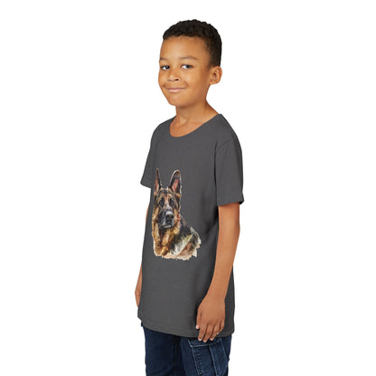 German Shepherd Head Youth Unisex Short Sleeve Crewneck Tee