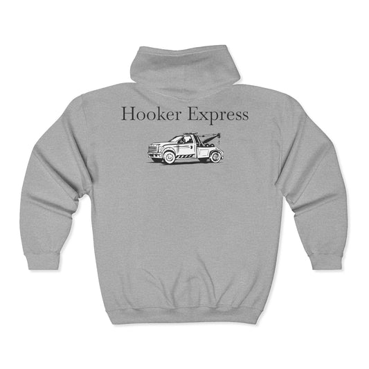 H**ker Express Wheel Lift Tow Truck Unisex Full Zip Hoodie