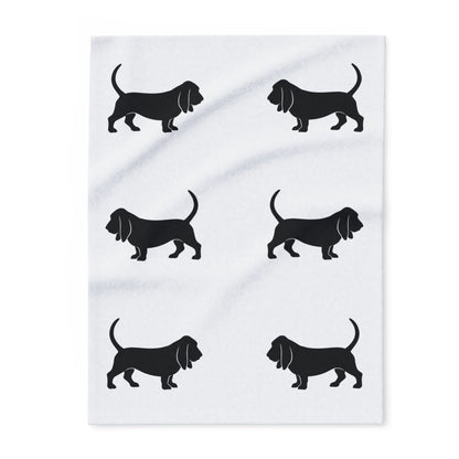 Basset Hound Silhouette Arctic Fleece Blanket