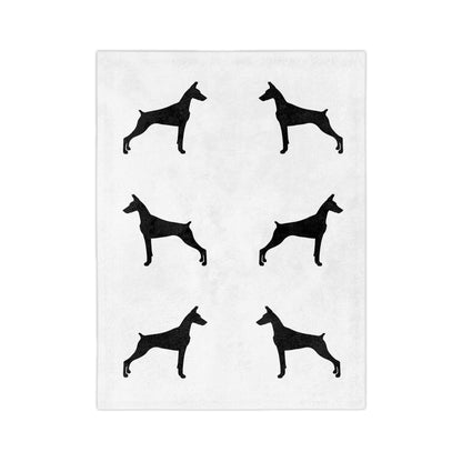 Doberman Silhouette Velveteen Microfiber Blanket