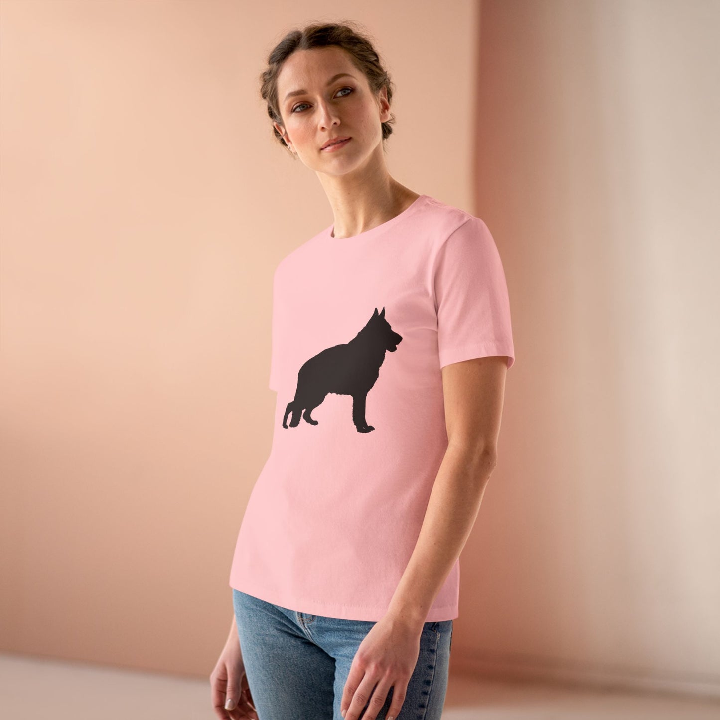 German Shepherd Silhouette Women's Short Sleeve Crewneck Tee