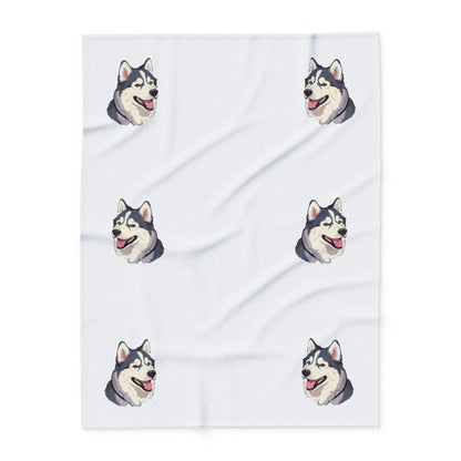 Malamute Head Arctic Fleece Blanket
