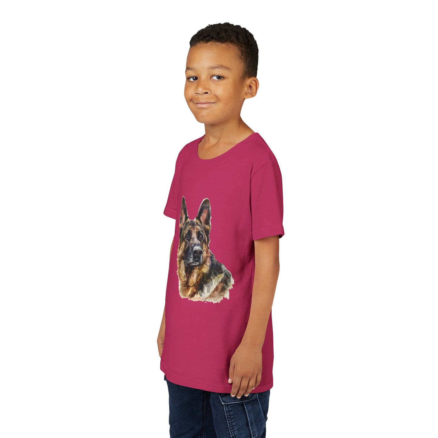 German Shepherd Head Youth Unisex Short Sleeve Crewneck Tee