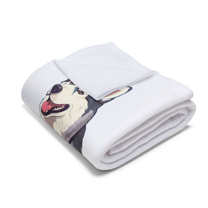Malamute Head Arctic Fleece Blanket