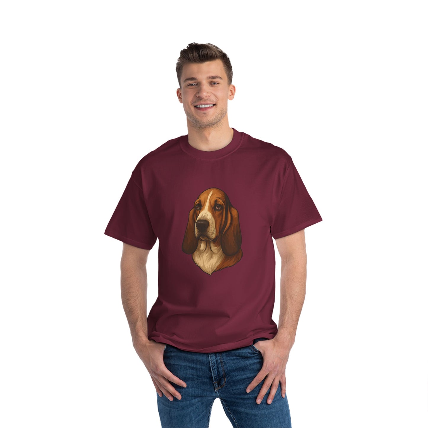 Basset Hound Head Men's Short-Sleeve Crewneck Tee