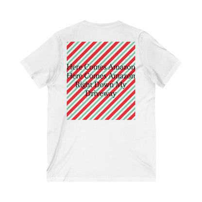 Here Comes Amazon Unisex Short Sleeve V-Neck Tee