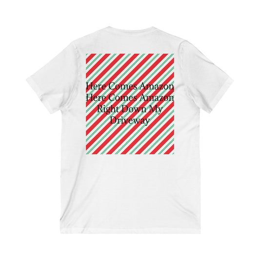 Here Comes Amazon Unisex Short Sleeve V-Neck Tee
