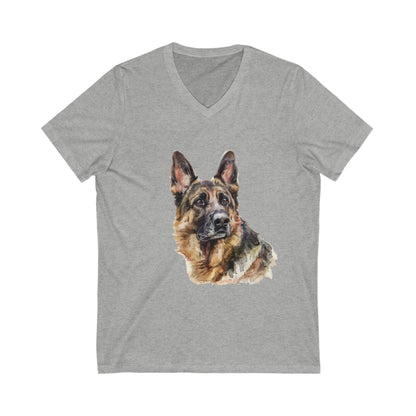 German Shepherd Head Unisex Short Sleeve V-Neck Tee