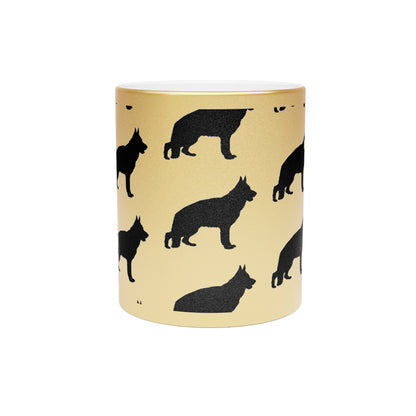 German Shepherd Silhouette Metallic Coffee Mug