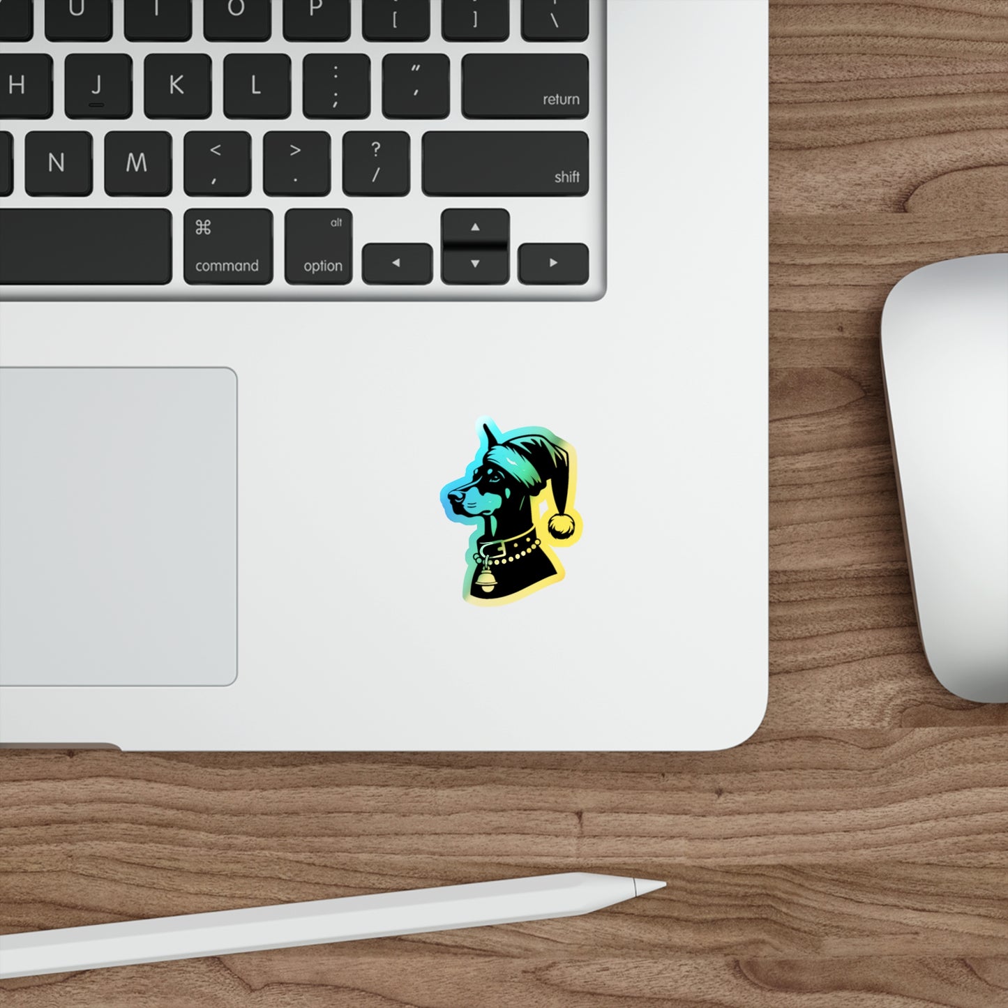 Santa Paws Doberman Holographic Sticker