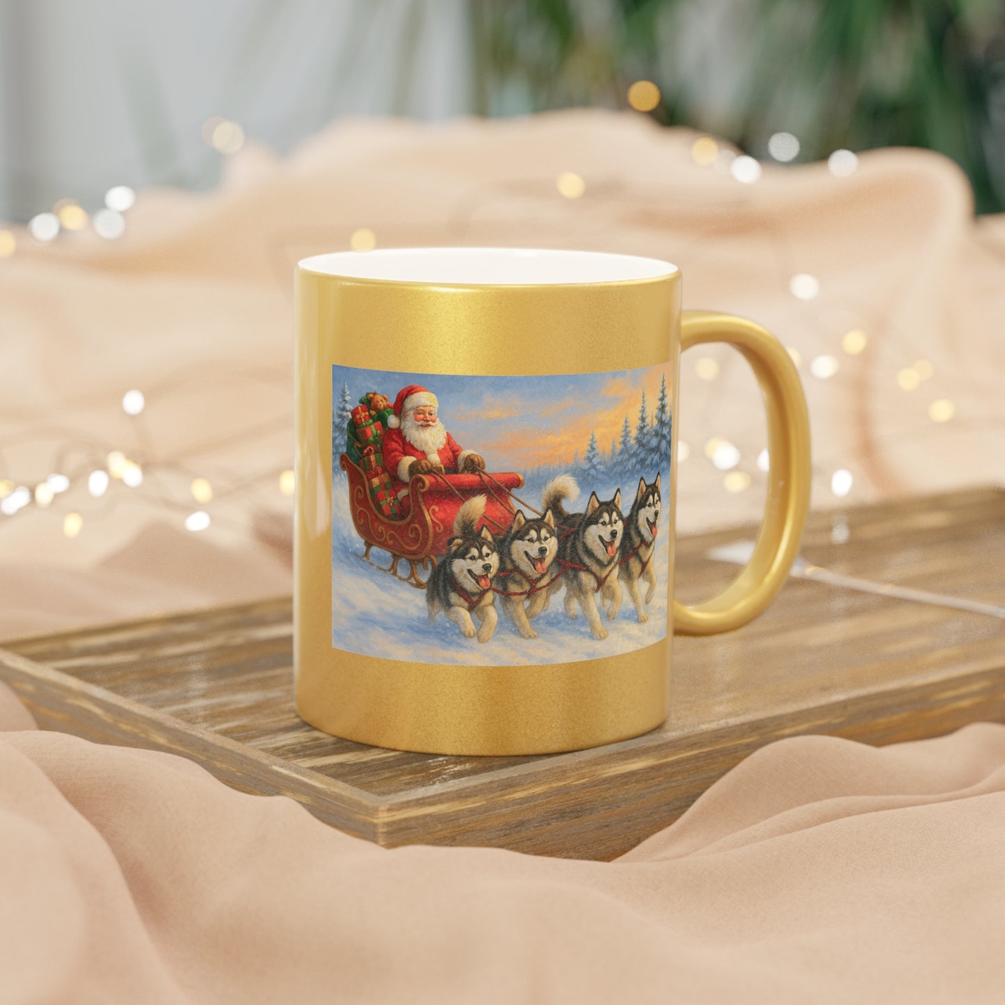 Dashing Through The Snow Metallic Coffee Mug