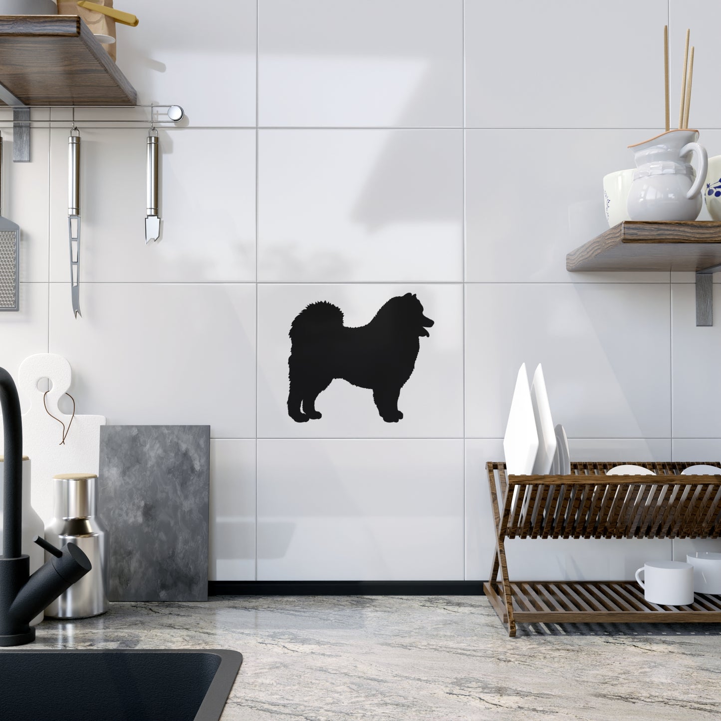 Samoyed Silhouette Ceramic Photo Tile