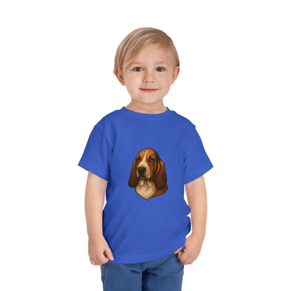 Basset Hound Head Toddler Unisex Short Sleeve Crewneck Tee