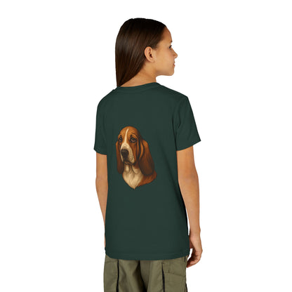 Basset Hound Head Youth Unisex Short Sleeve Crewneck Tee
