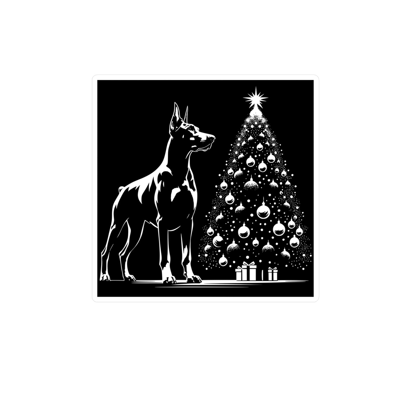Doberman Christmas Tree Vinyl Decal