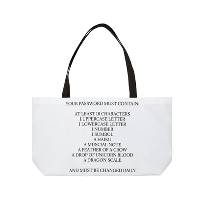 Password Weekender Tote Bag