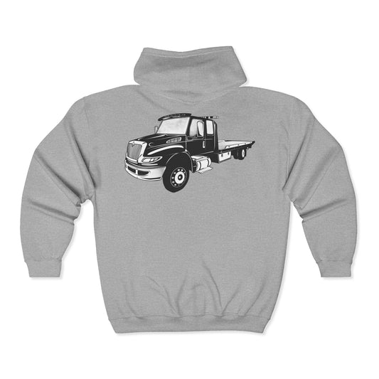 Flatbed Tow Truck Unisex Full Zip Hoodie