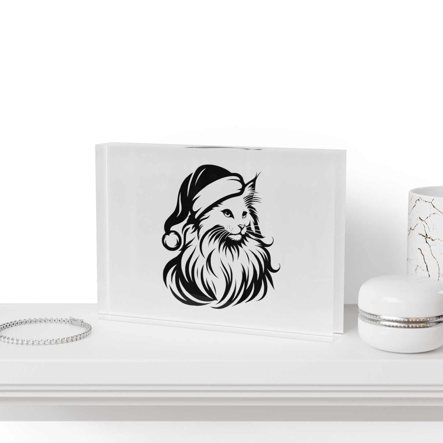 Santa Paws Cat Acrylic Photo Block