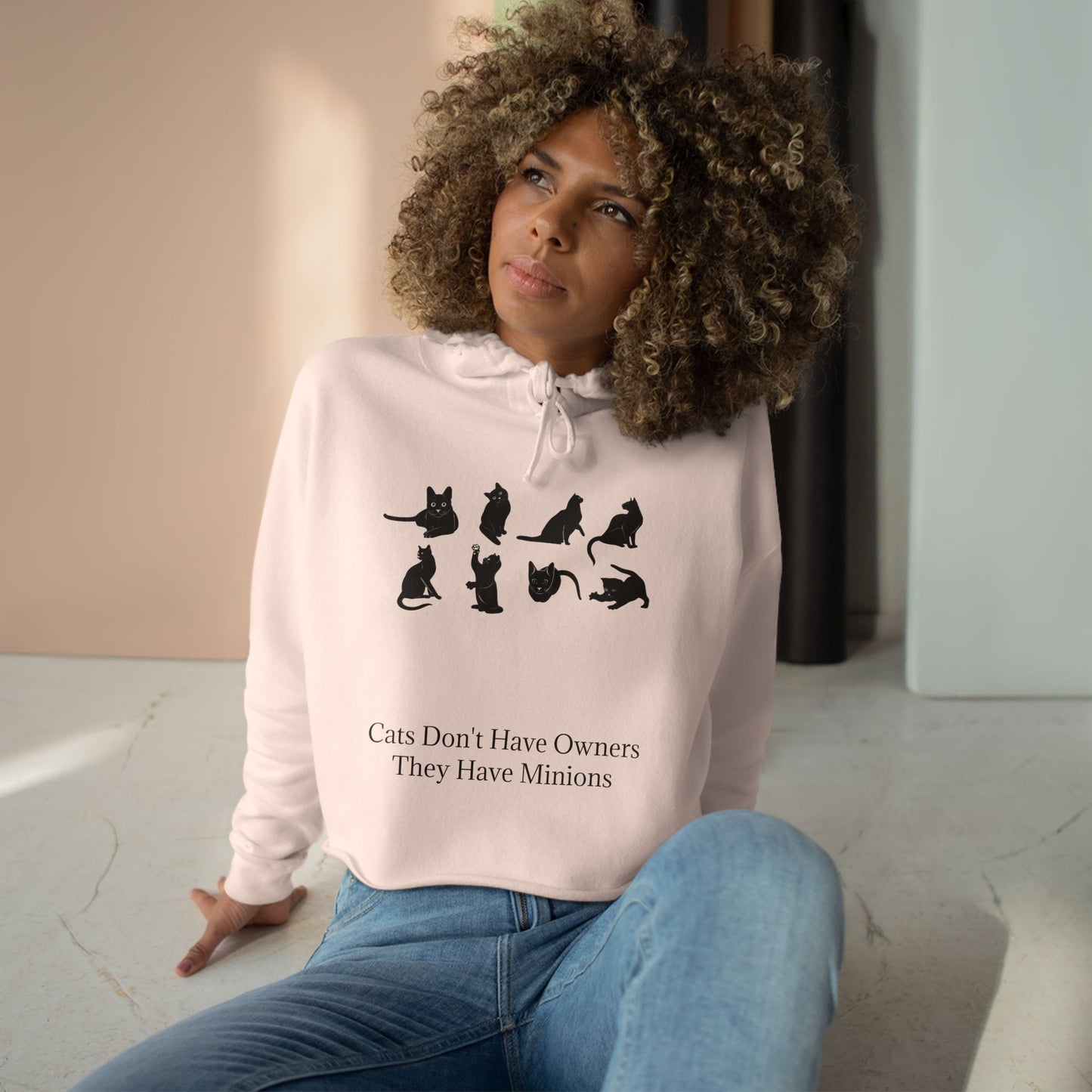 Cat Minions Women's Crop Hoodie