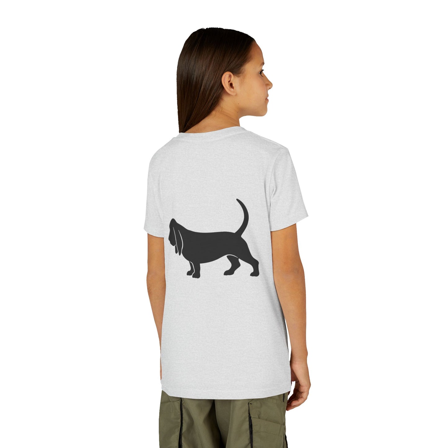 Basset Hound Silhouette Youth Unisex Short Sleeve Crewneck Tee