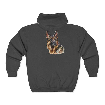 German Shepherd Head Unisex Full Zip Hoodie