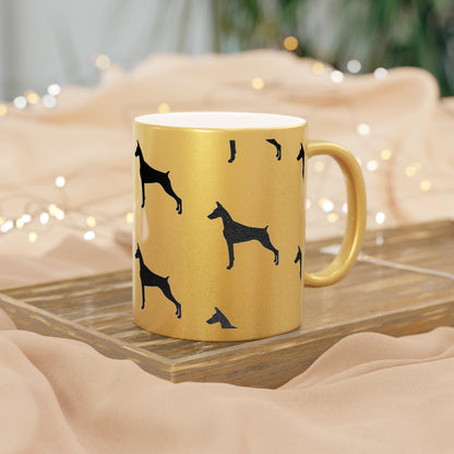 Doberman Silhouette Metallic Coffee Mug