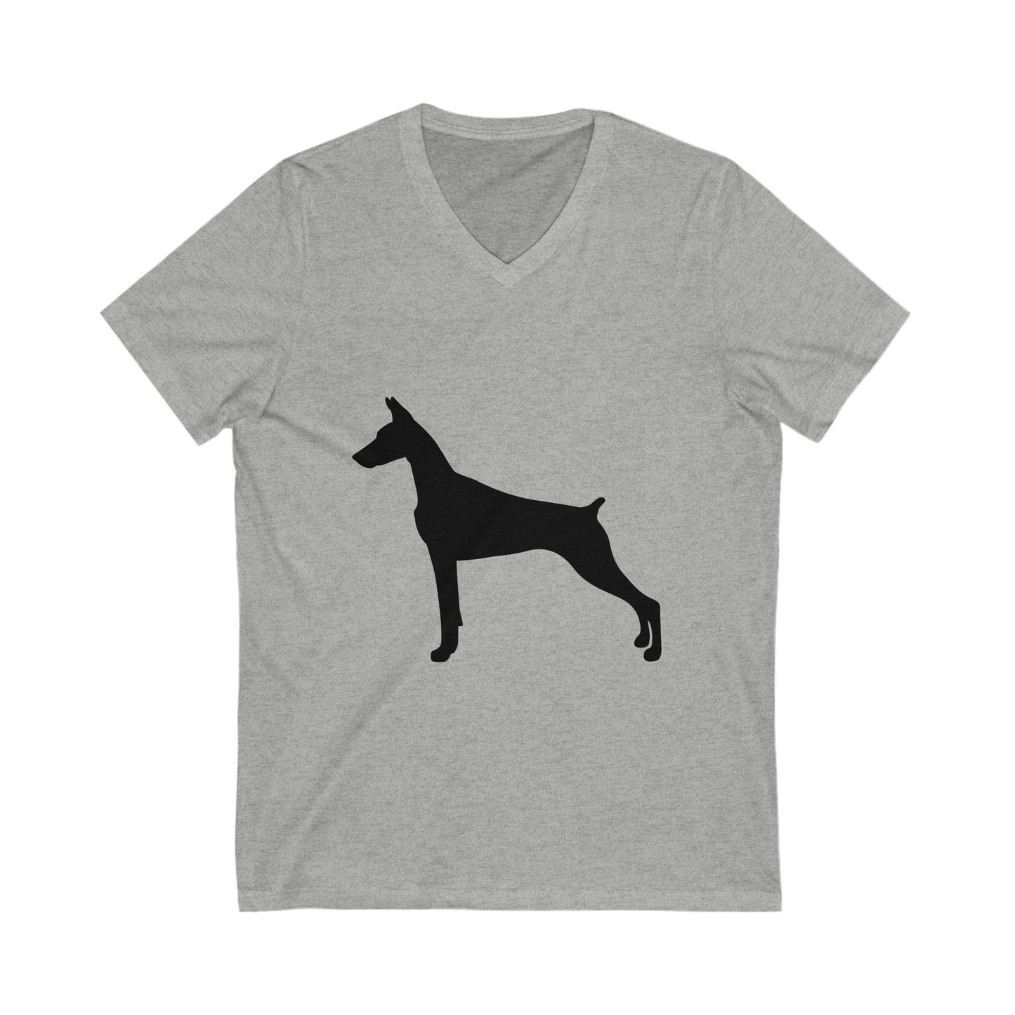 Doberman Silhouette Unisex Short Sleeve V-Neck Tee