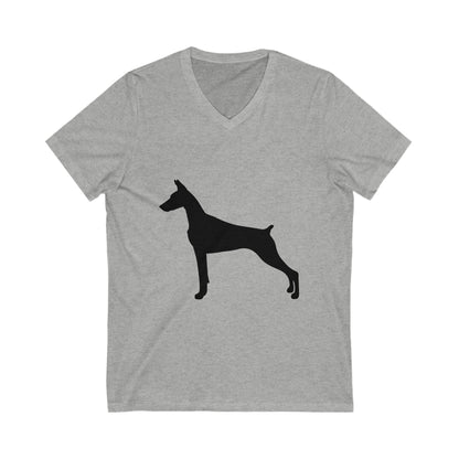 Doberman Silhouette Unisex Short Sleeve V-Neck Tee