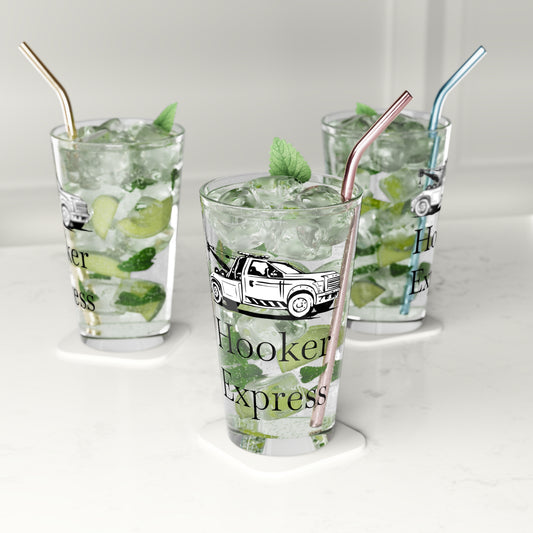 H**ker Express Wheel Lift Tow Truck Drinking Glass