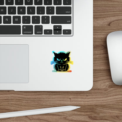Angry Cat Holographic Sticker