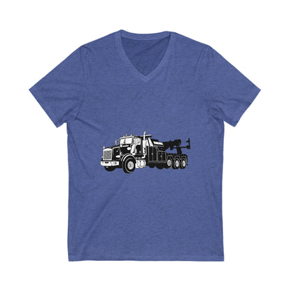 Heavy Tow Truck Unisex Short Sleeve V-Neck Tee