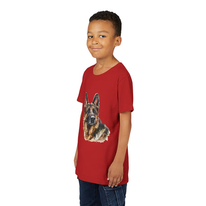 German Shepherd Head Youth Unisex Short Sleeve Crewneck Tee