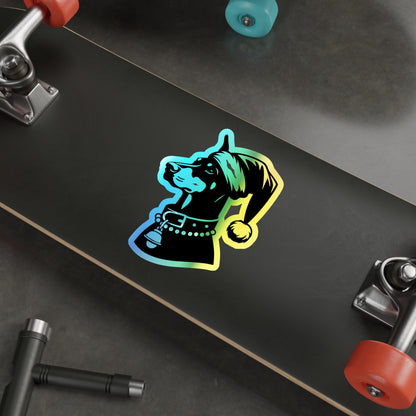 Santa Paws Doberman Holographic Sticker