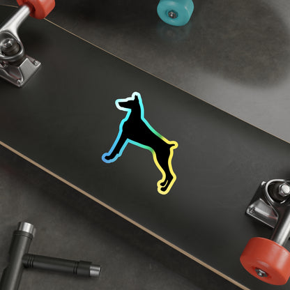 Doberman Silhouette Holographic Sticker