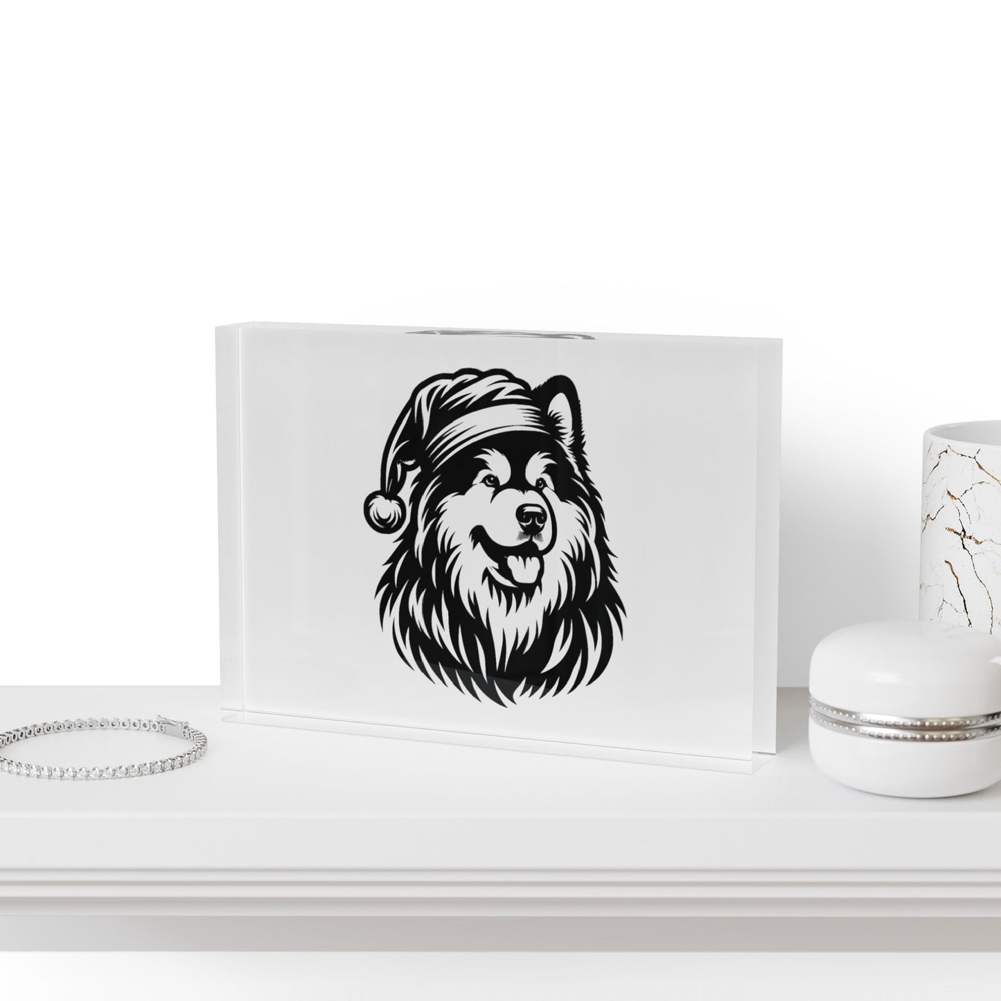 Santa Paws Malamute Acrylic Photo Block