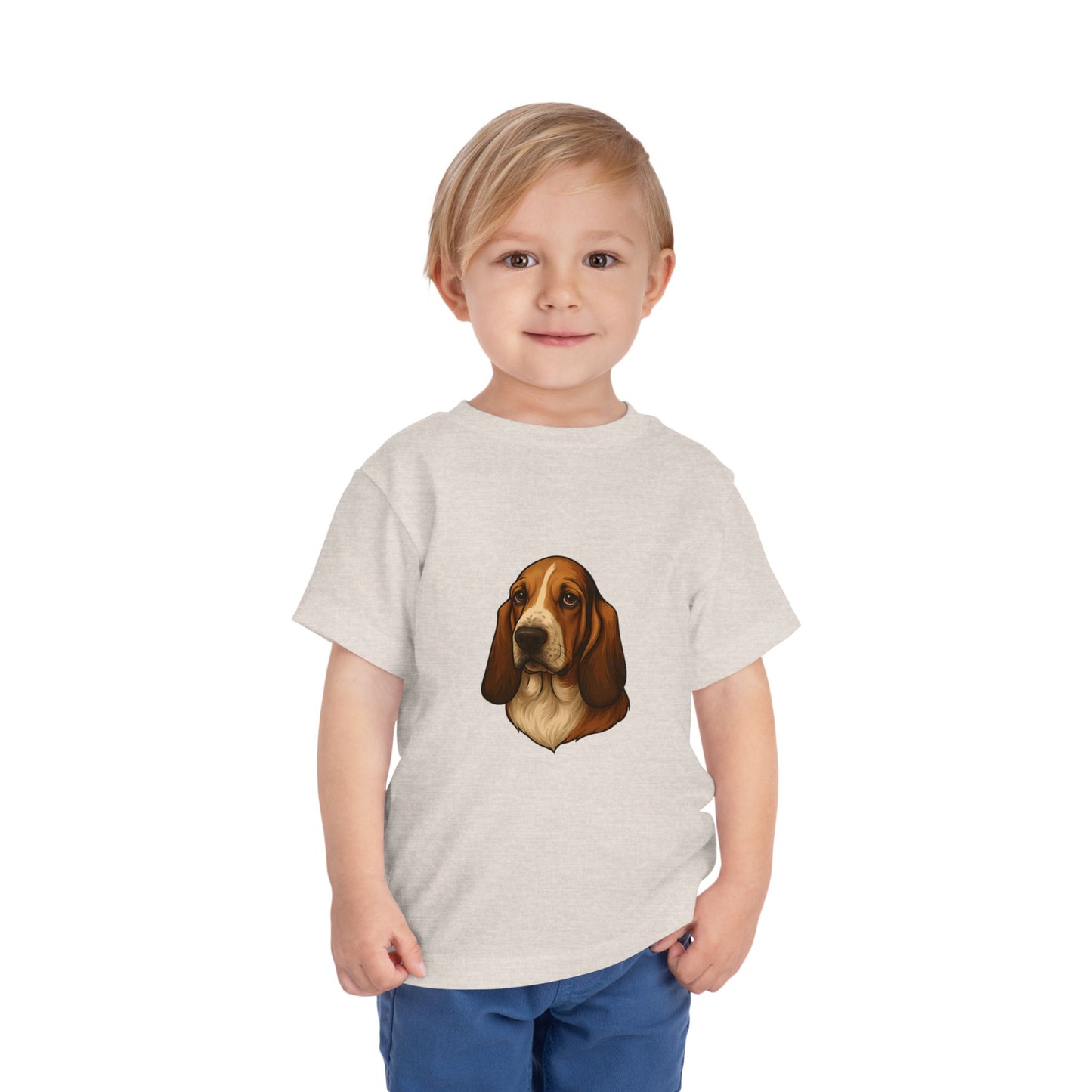 Basset Hound Head Toddler Unisex Short Sleeve Crewneck Tee