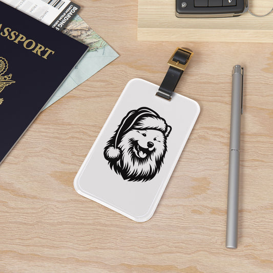 Santa Paws Samoyed Leather Strap Luggage Tag