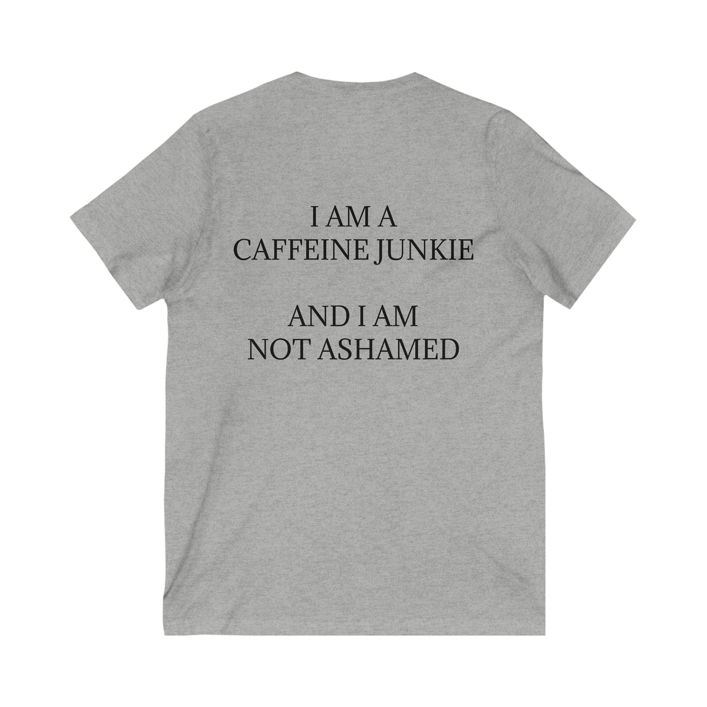 Caffeine Junkie Unisex Short Sleeve V-Neck Tee