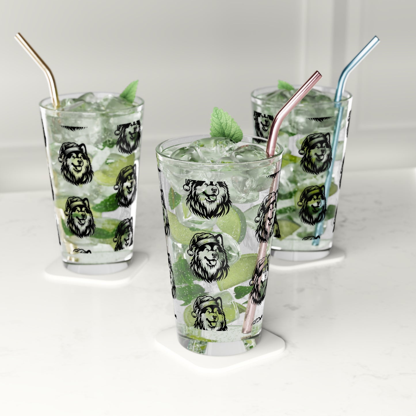 Santa Paws Malamute Drinking Glass